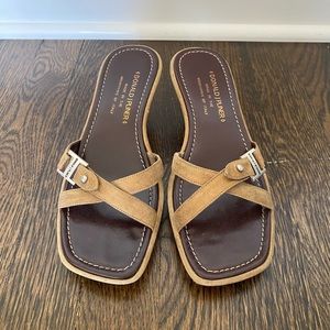 Donald J Pliner tan kitten heel sandals in size 6